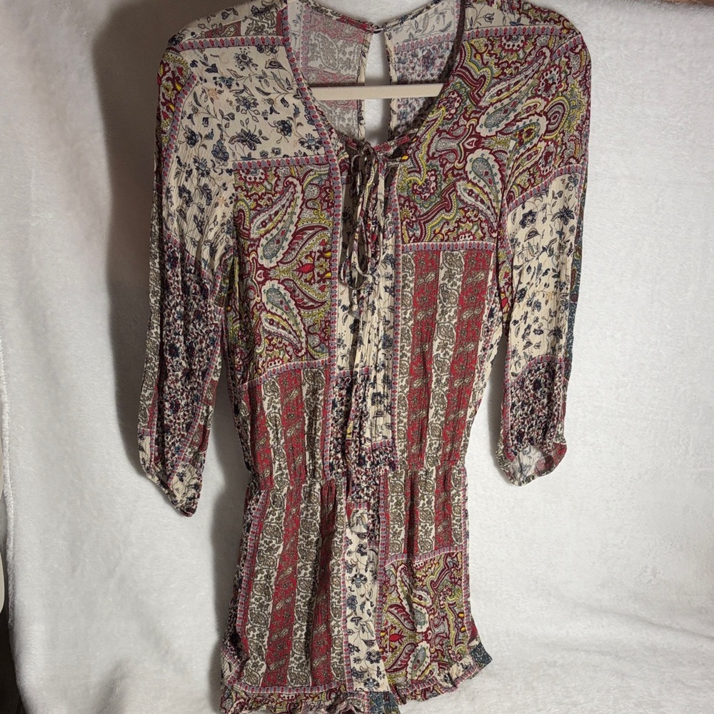 AMERICAN EAGLE Boho Paisley Romper Long Sleeve - Small